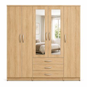 5 door wardrobe oak front