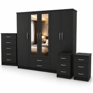 5 door wardrobe set with two mirrors and three drawers