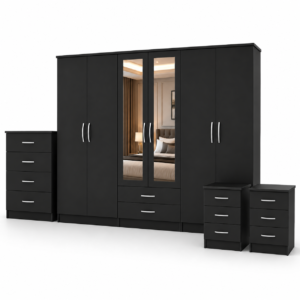6 Door Wardrobe Set Black
