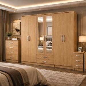 6 Door Wardrobe Set Oak lifestyle