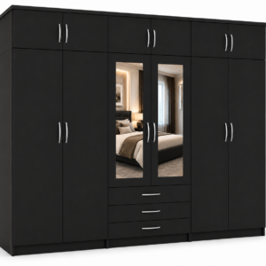 6 Door Wardrobe With Topbox Black