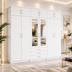 6 Door Wardrobe With Topbox White lifestyle