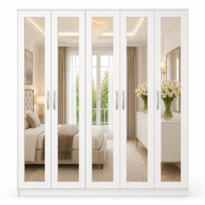 Best 5 Door Wardrobe Without Drawers White front
