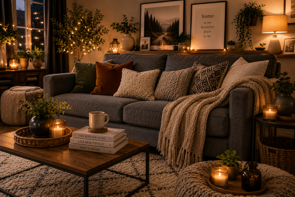 Cosy grey sofa styling ideas for modern UK living rooms