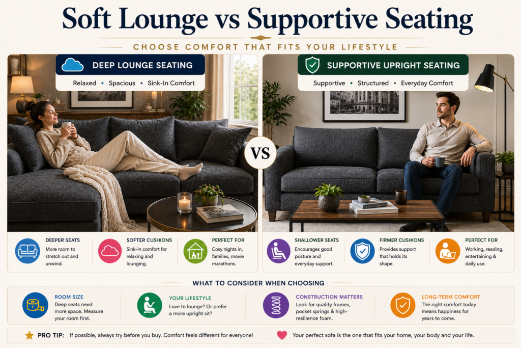 Dark grey sofa seat comfort comparison