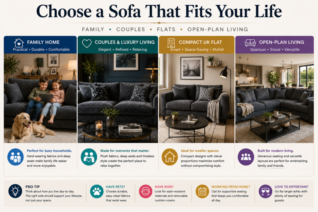 Dark grey sofas for different UK lifestyles