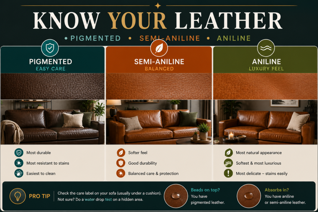 Different leather sofa types explained visually