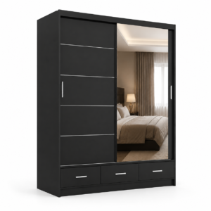 Florence Sliding Door Wardrobe Black side view