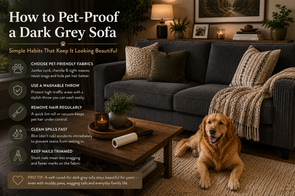 How to Pet-Proof a Dark Grey Sofa