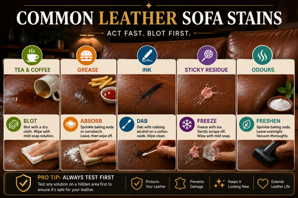 How to Remove Common Stains From a Leather Sofa