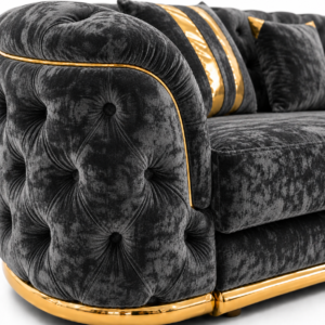 Madrid Chesterfield 4 Seater L-Shape Chaise Crush Velvet Dark Grey Sofa 3