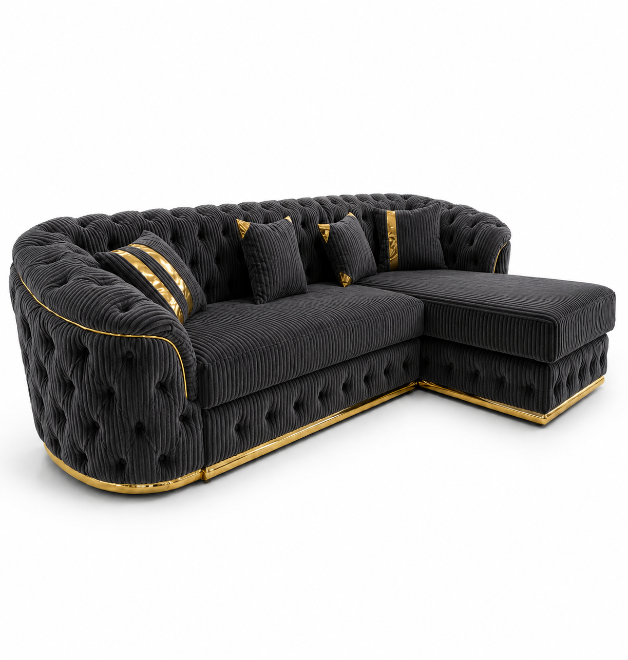 Madrid Chesterfield 4 Seater L-Shape Chaise Jumbo Cord Dark Grey Sofa 1 Madrid Chesterfield 4 Seater L-Shape Chaise Jumbo Cord Dark Grey Sofa 1