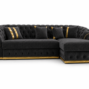 Madrid Chesterfield 4 Seater L-Shape Chaise Jumbo Cord Dark Grey Sofa 2