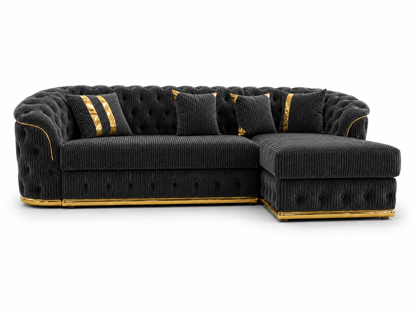 Madrid Chesterfield 4 Seater L-Shape Chaise Jumbo Cord Dark Grey Sofa 2 Madrid Chesterfield 4 Seater L-Shape Chaise Jumbo Cord Dark Grey Sofa 2