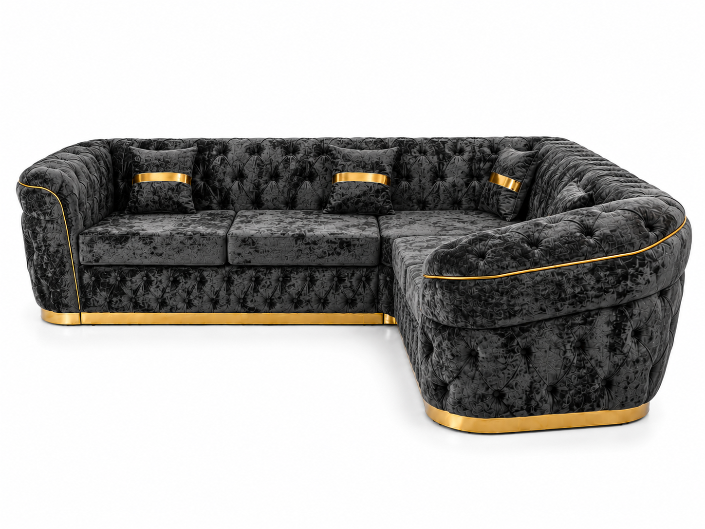 Madrid Chesterfield 5 Seater Corner Crush Velvet Dark Grey Sofa 3 Madrid Chesterfield 5 Seater Corner Crush Velvet Dark Grey Sofa 3
