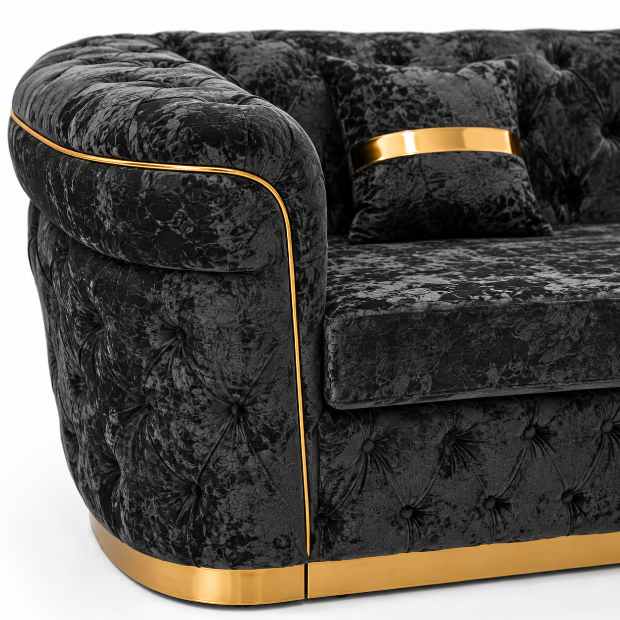 Madrid Chesterfield 5 Seater Corner Crush Velvet Dark Grey Sofa 4