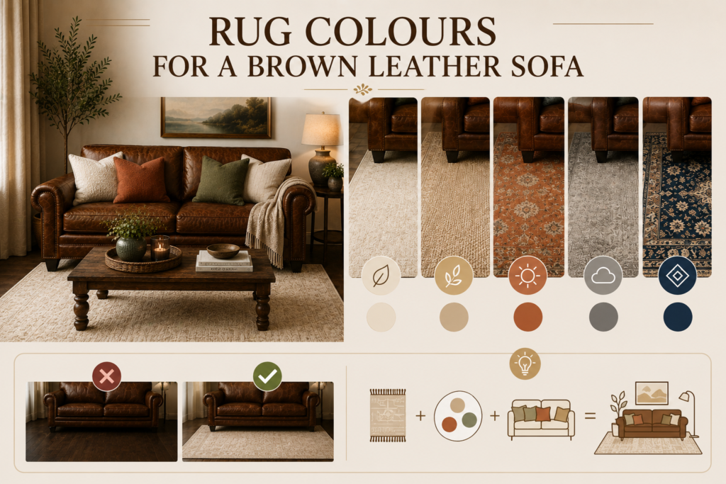 Rug Colours for a Brown Leather Sofa
