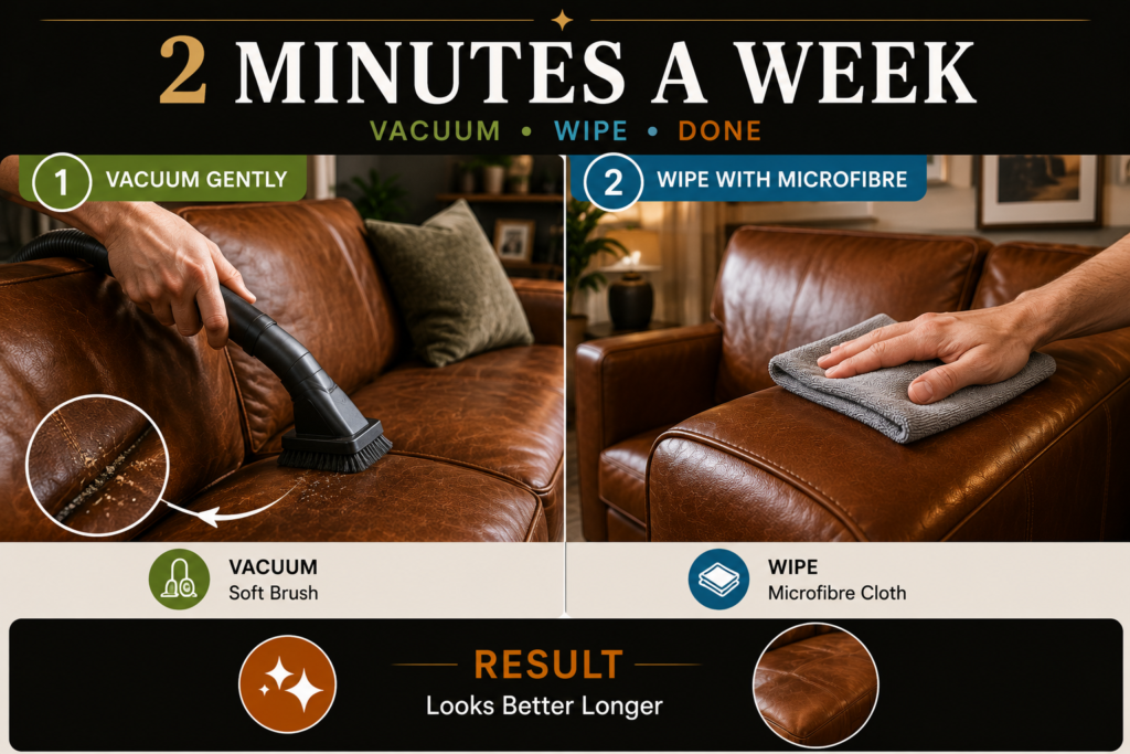 Weekly leather sofa cleaning routine