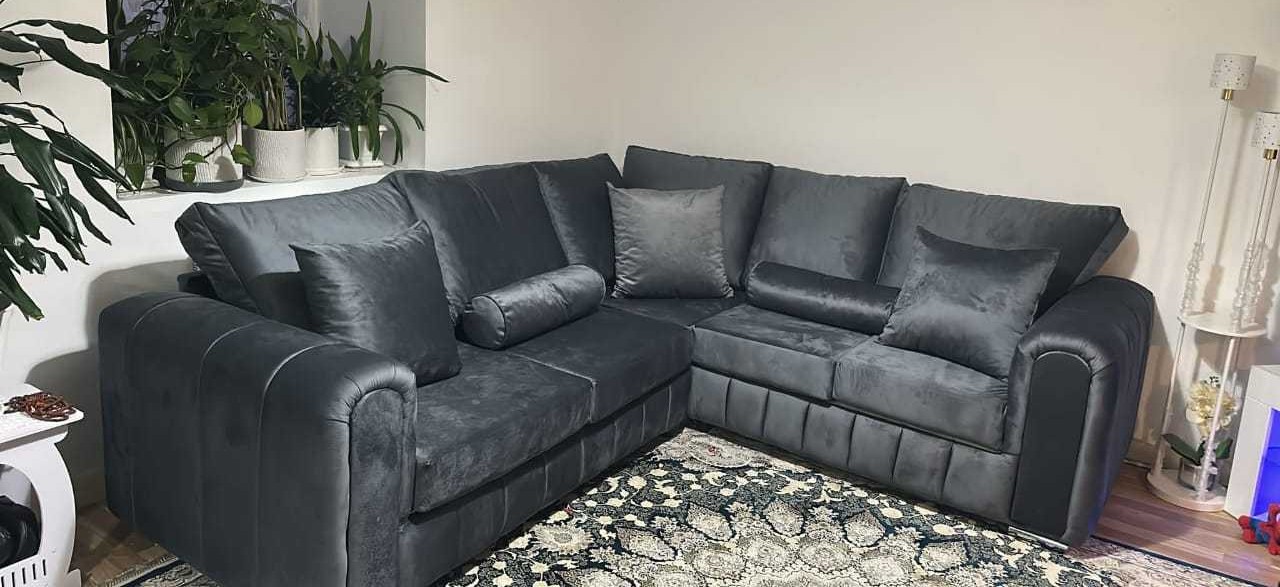 Lilly 5 Seater Chenille Dark Grey Sofa
