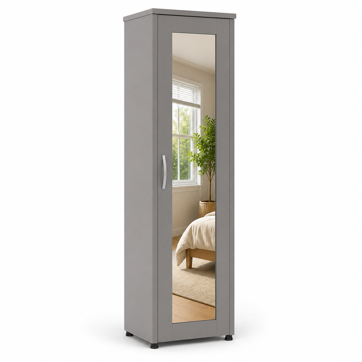 1 Door Wardrobe Single Gray | Modern Minimalist Storage Solution - Image 2