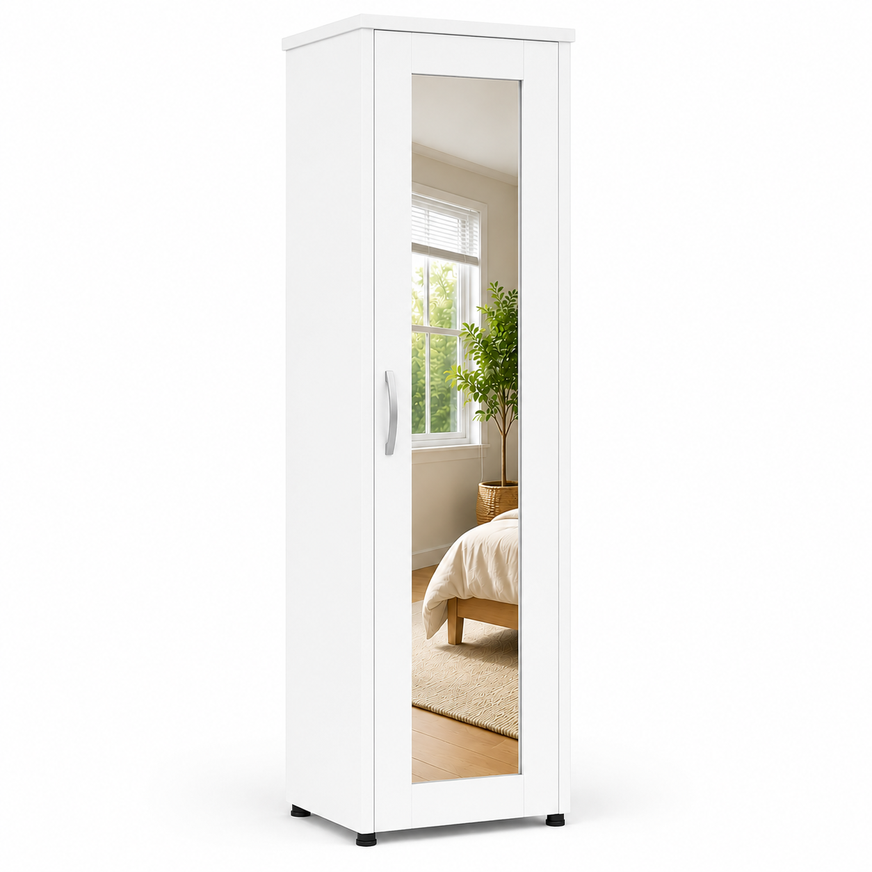 1 Door Wardrobe Single White | Best Slim Storage Solution UK - Image 2