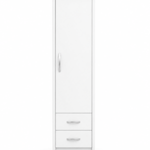 1 Door Wardrobe Single with Bottom Drawers White front