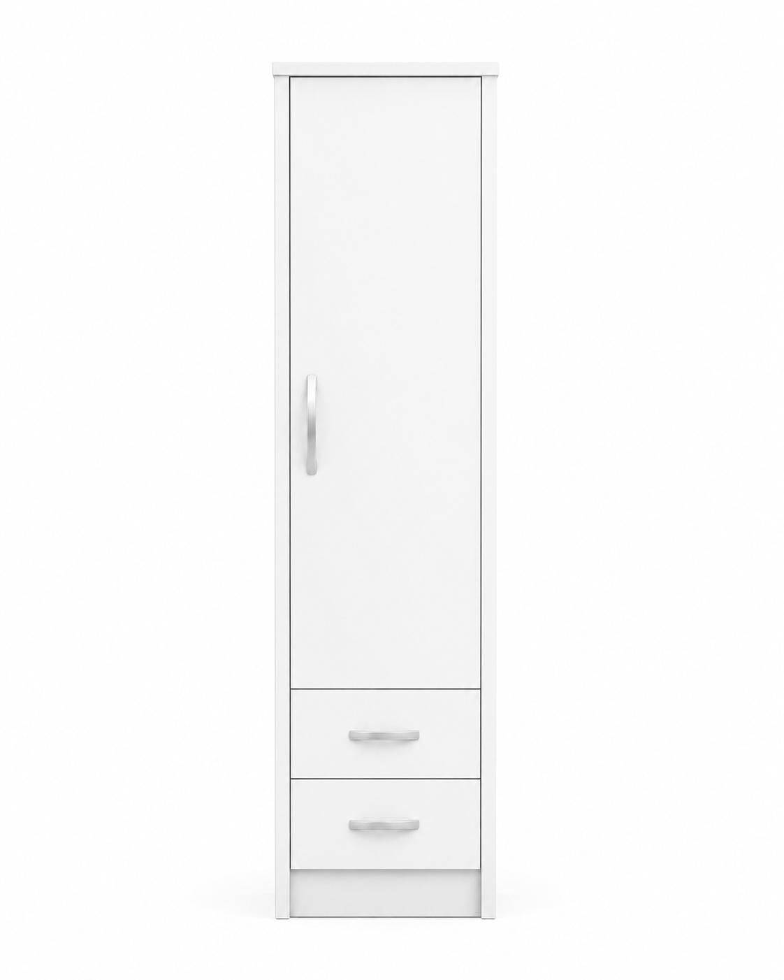 1 Door Wardrobe Single with Bottom Drawers White front