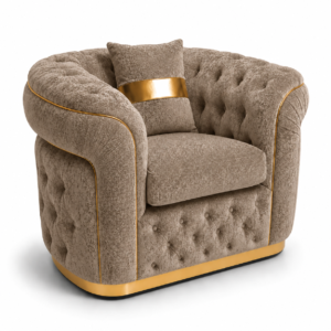 1 Seater Madrid Chesterfield Chenille Mink Sofa