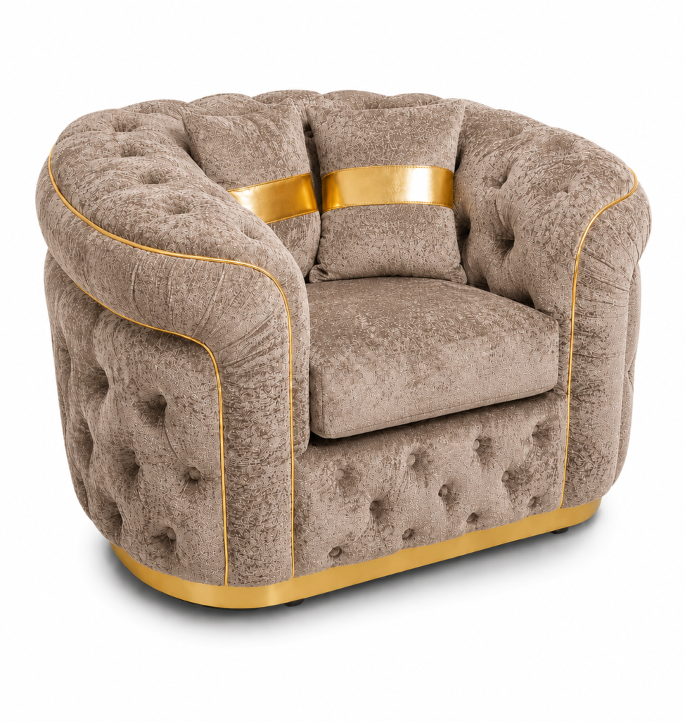 1 Seater Madrid Chesterfield Crush Velvet Mink Sofa