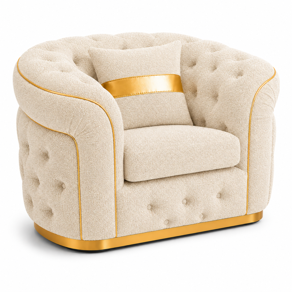 1 Seater Madrid Chesterfield Naples Kensington Cream Sofa 1