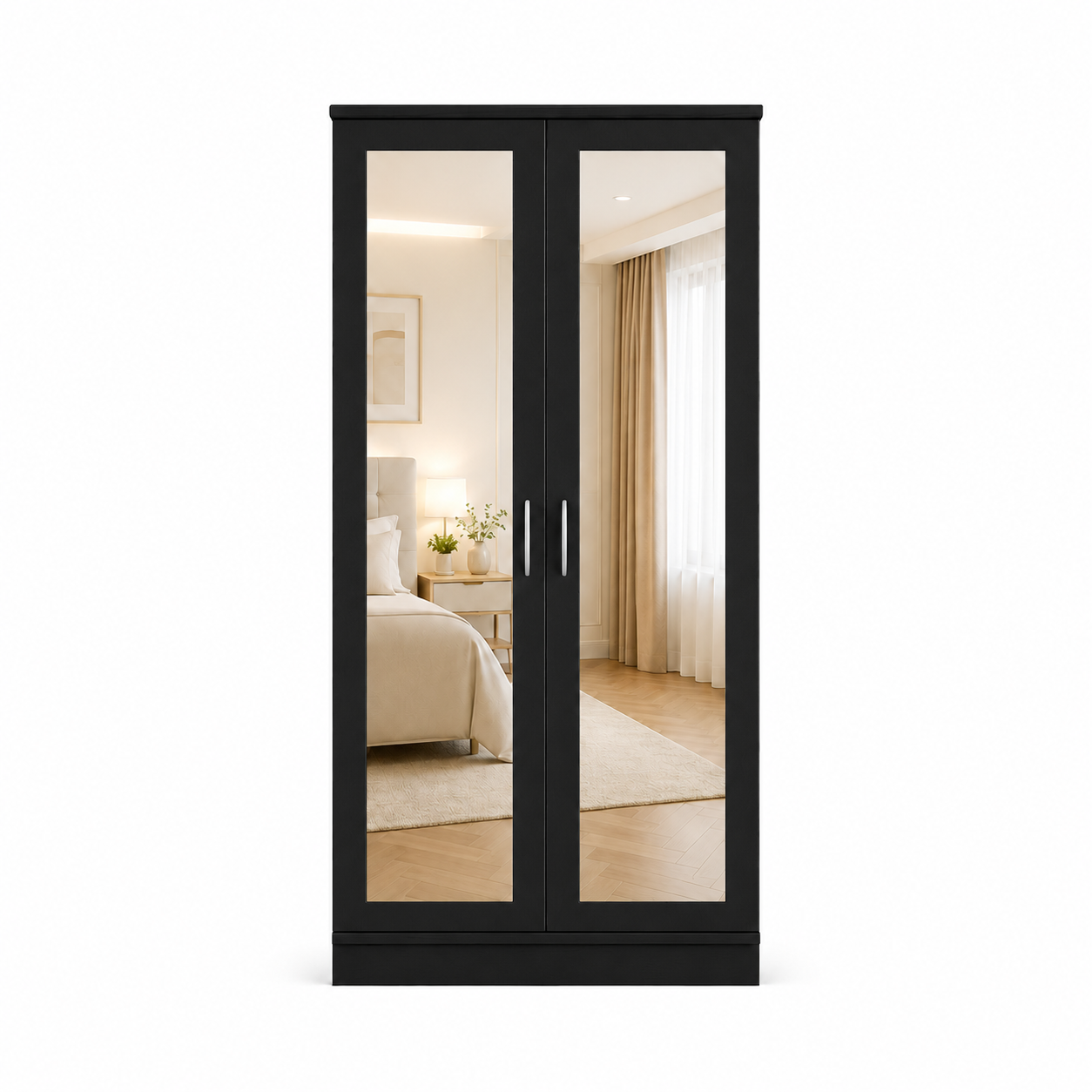 2 Door Lady Wardrobe Black front