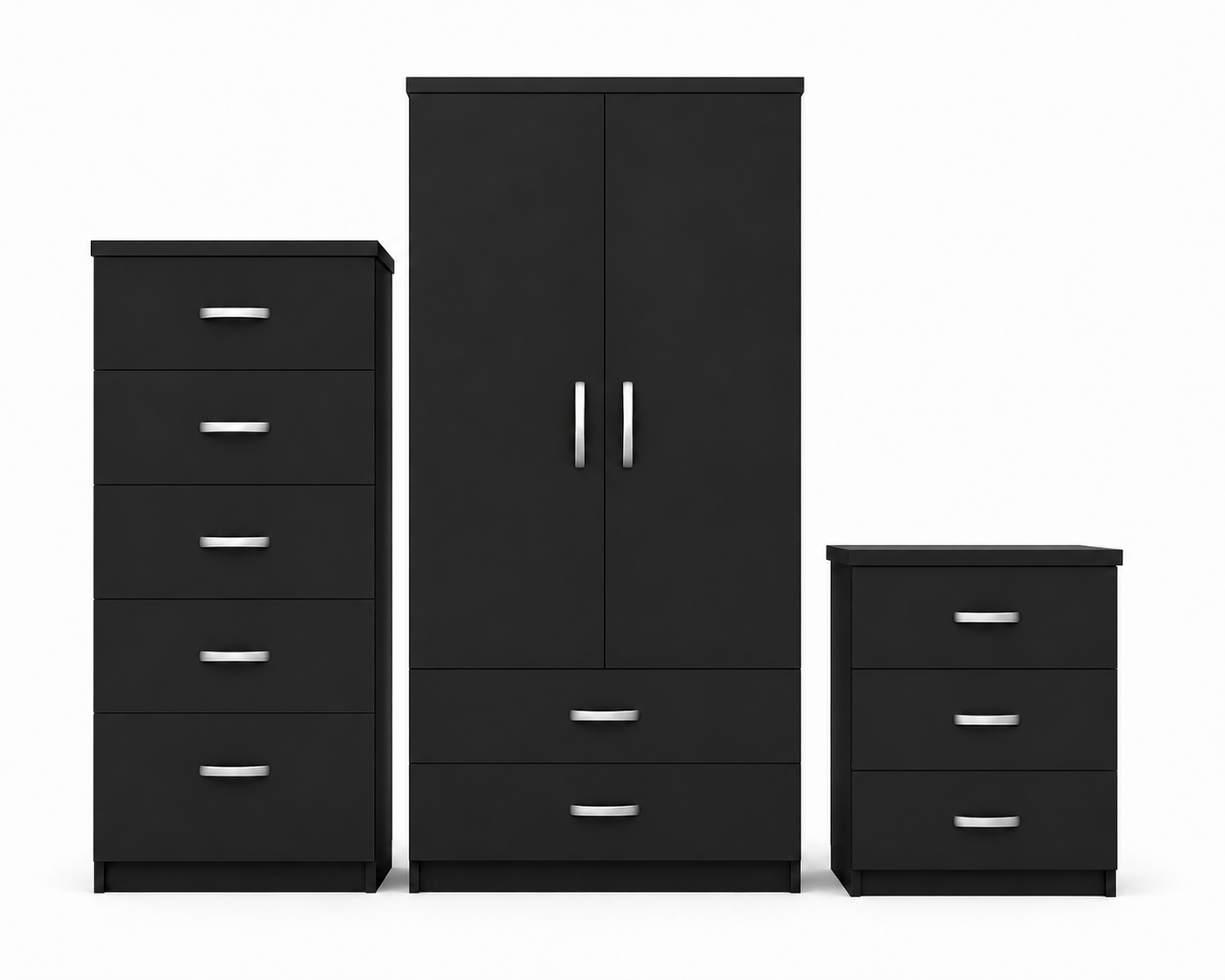 2 Door Wardrobe Set Black front
