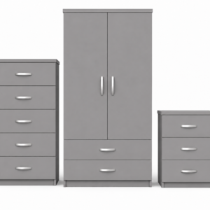 2 Door Wardrobe Set Gray front