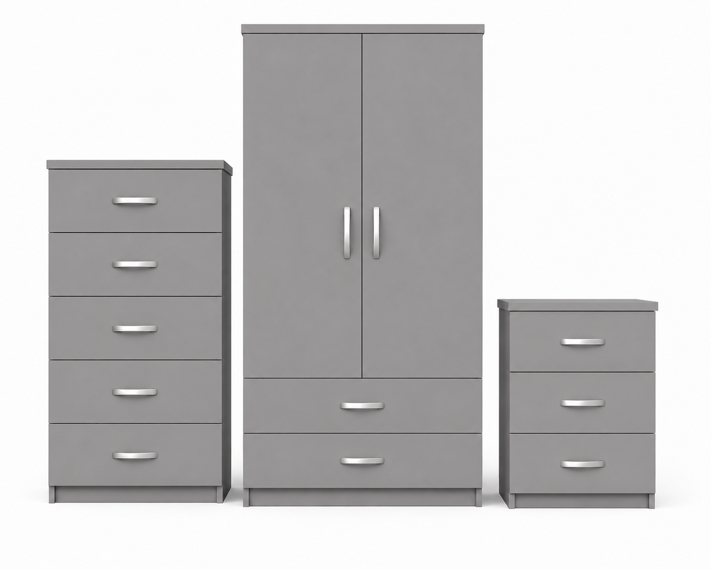 2 Door Wardrobe Set Gray front