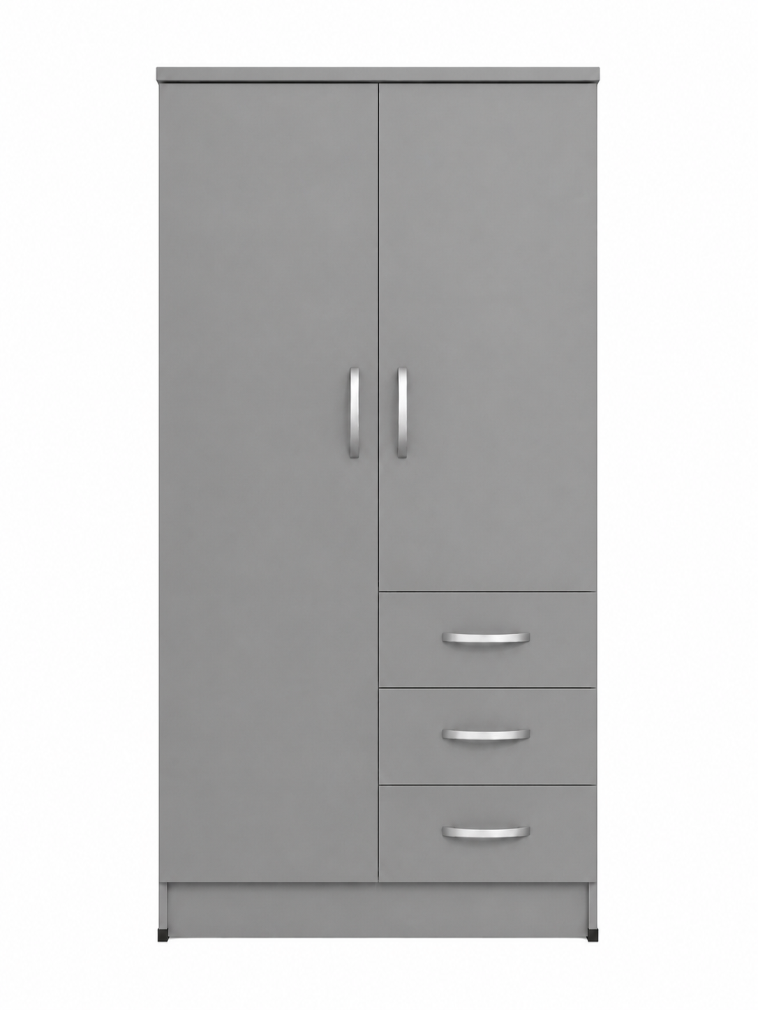 2 Door Wardrobe Single with Drawers Gray front