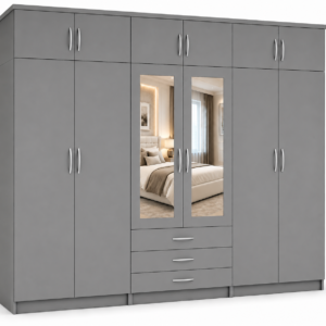 6 Door Wardrobe With Topbox Gray