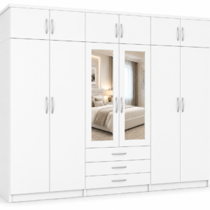 6 Door Wardrobe With Topbox White
