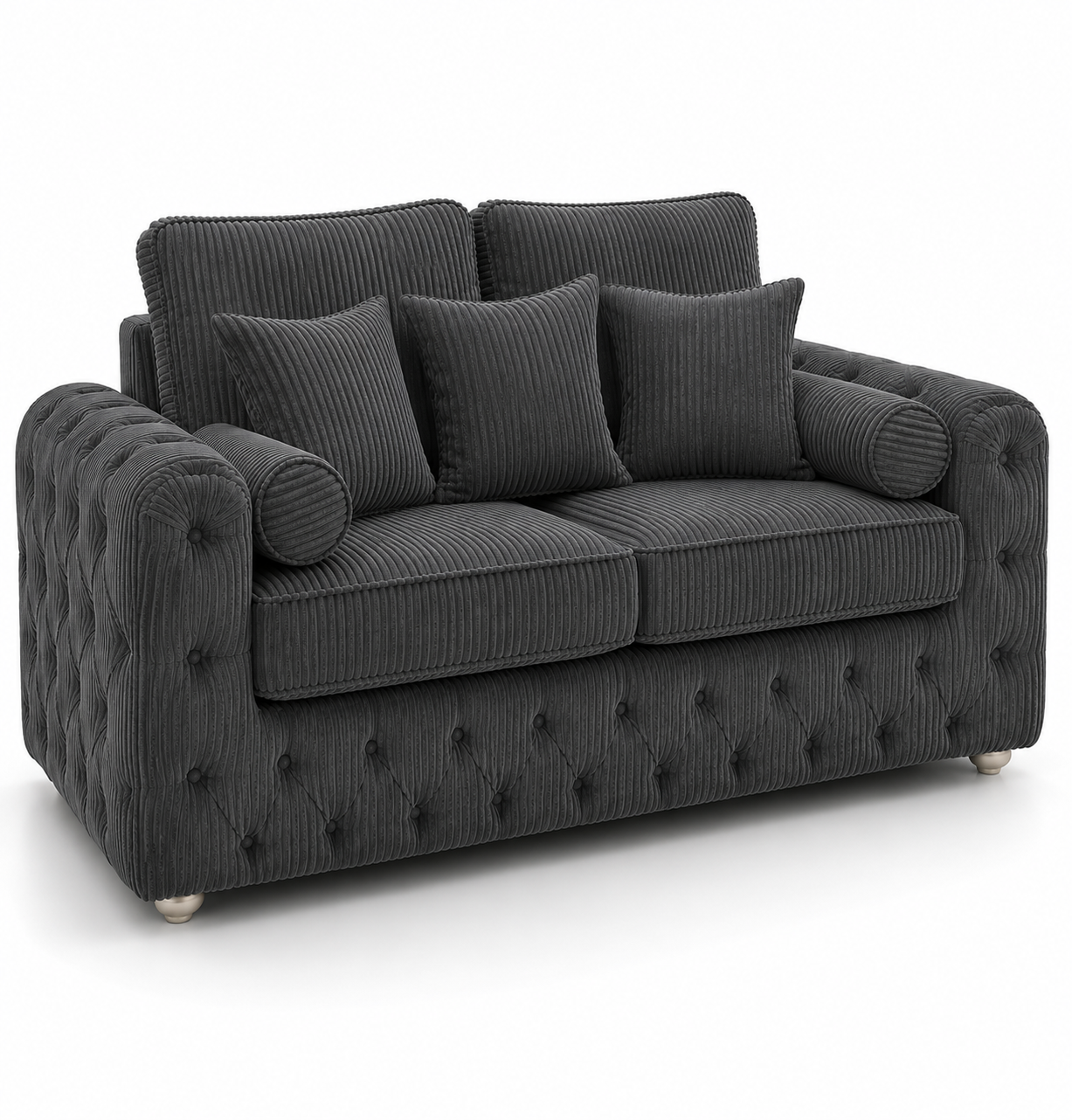 ASHTON 2 Seater Jumbo Cord Dark Grey Sofa 1