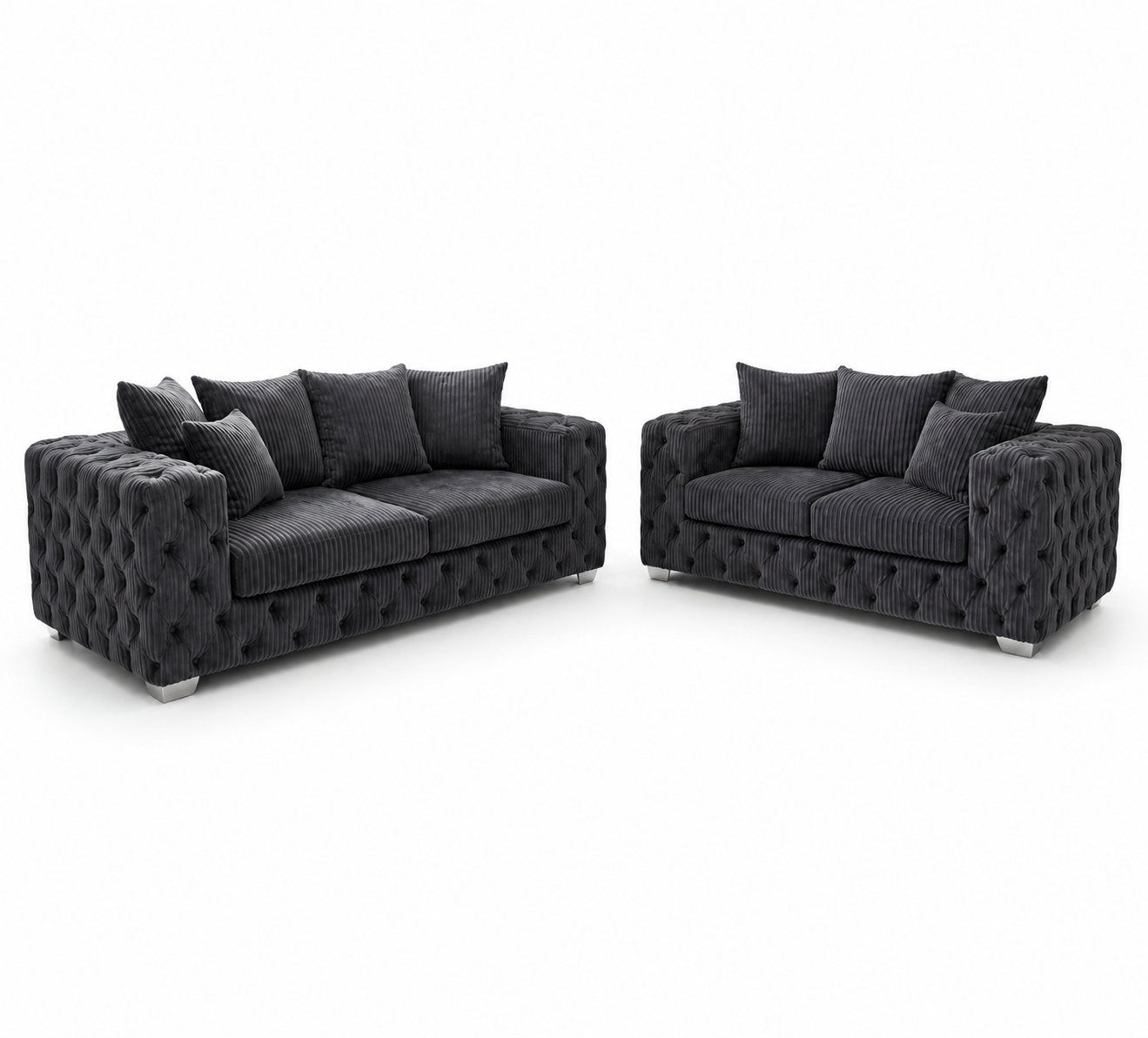 ASHTON 3+2 Seater Jumbo Cord Dark Grey Sofa