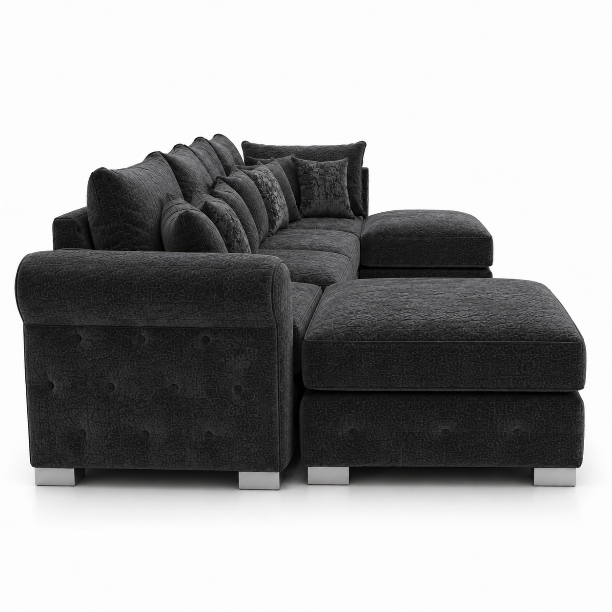 Bishop Large U Shape 5 Seater Chenille Dark Grey Sofa 2