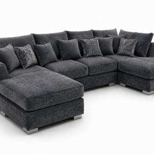 Bishop Large U Shape 5 Seater Chenille Dark Grey Sofa