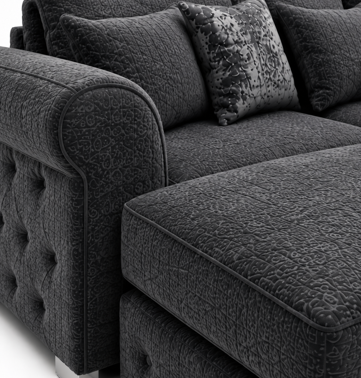 Bishop Large U Shape 5 Seater Chenille Dark Grey Sofa 3