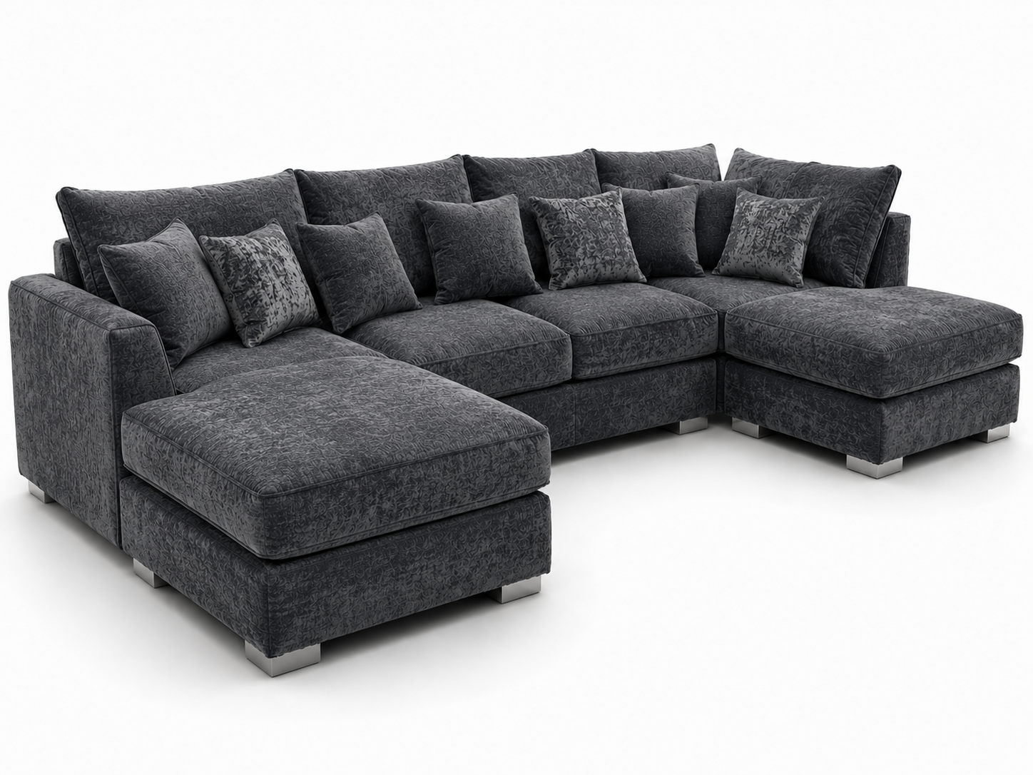 Bishop Large U Shape 5 Seater Chenille Dark Grey Sofa