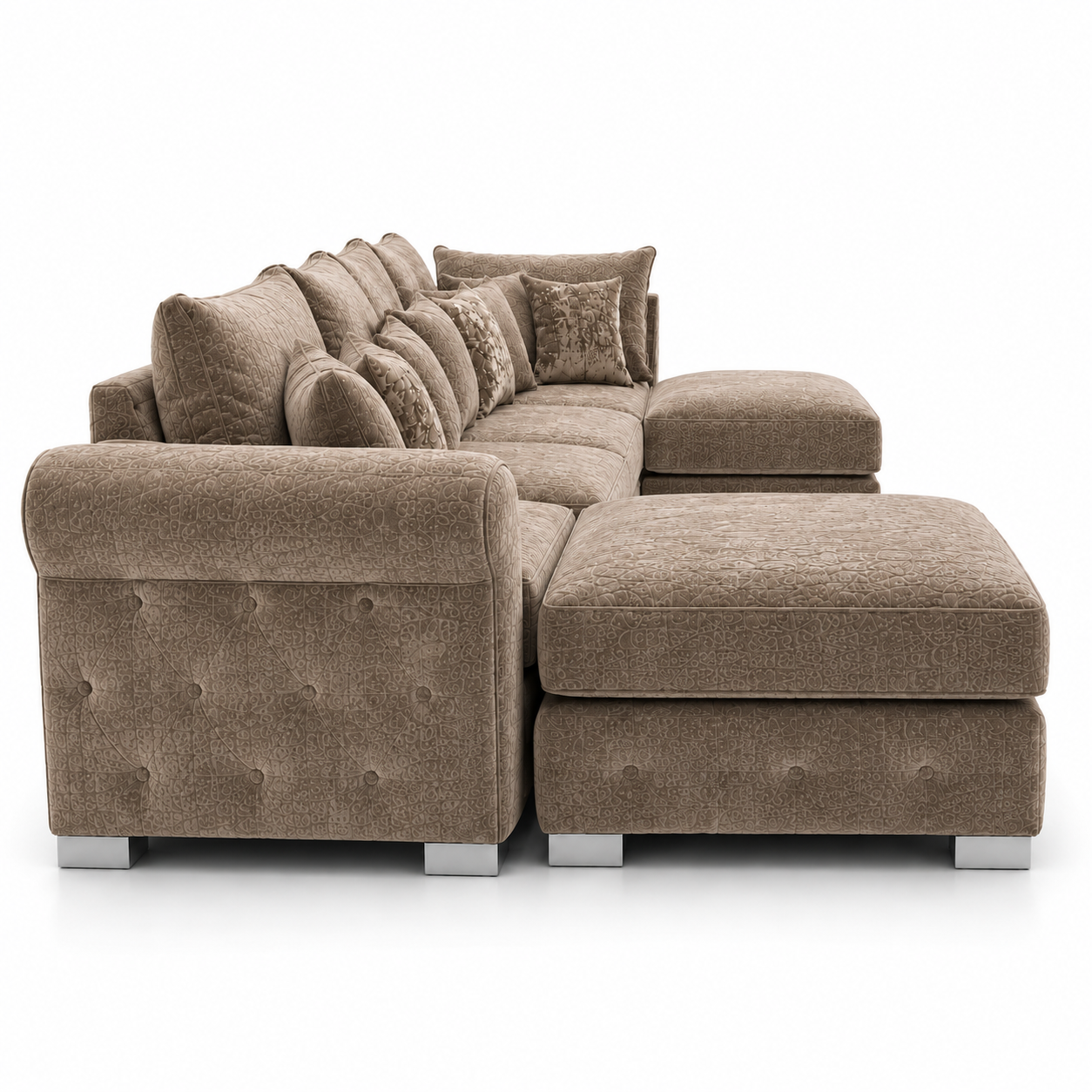 Bishop Large U Shape 5 Seater Chenille Mink Sofa 2