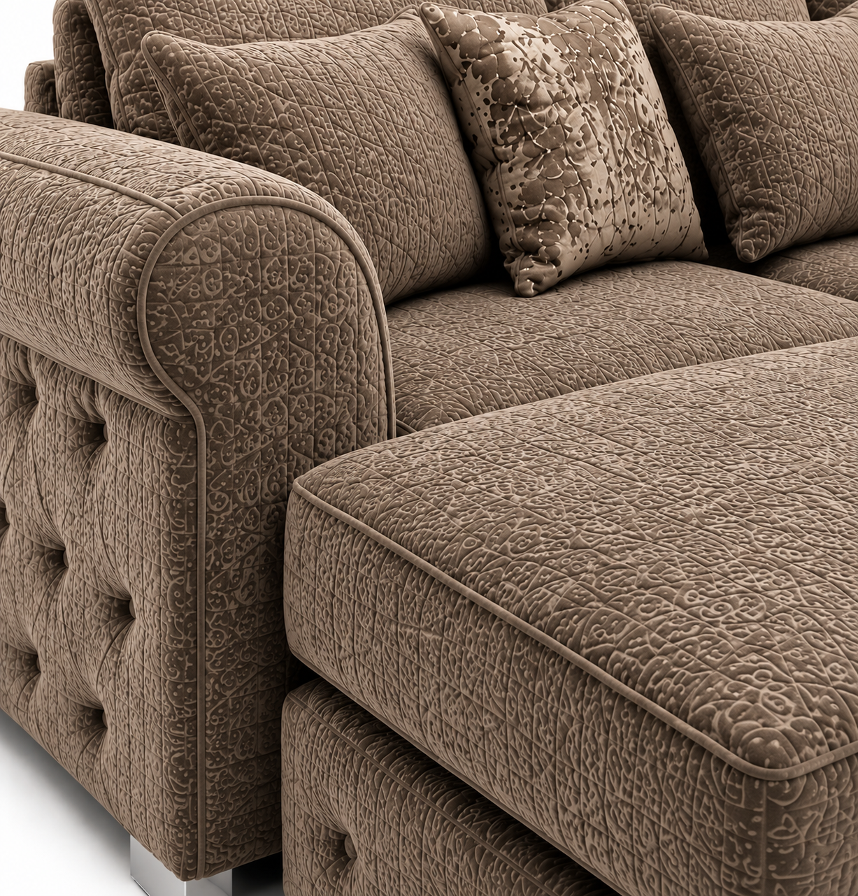 Bishop Large U Shape 5 Seater Chenille Mink Sofa 3