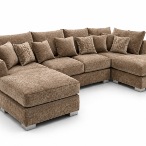 Bishop Large U Shape 5 Seater Chenille Mink Sofa