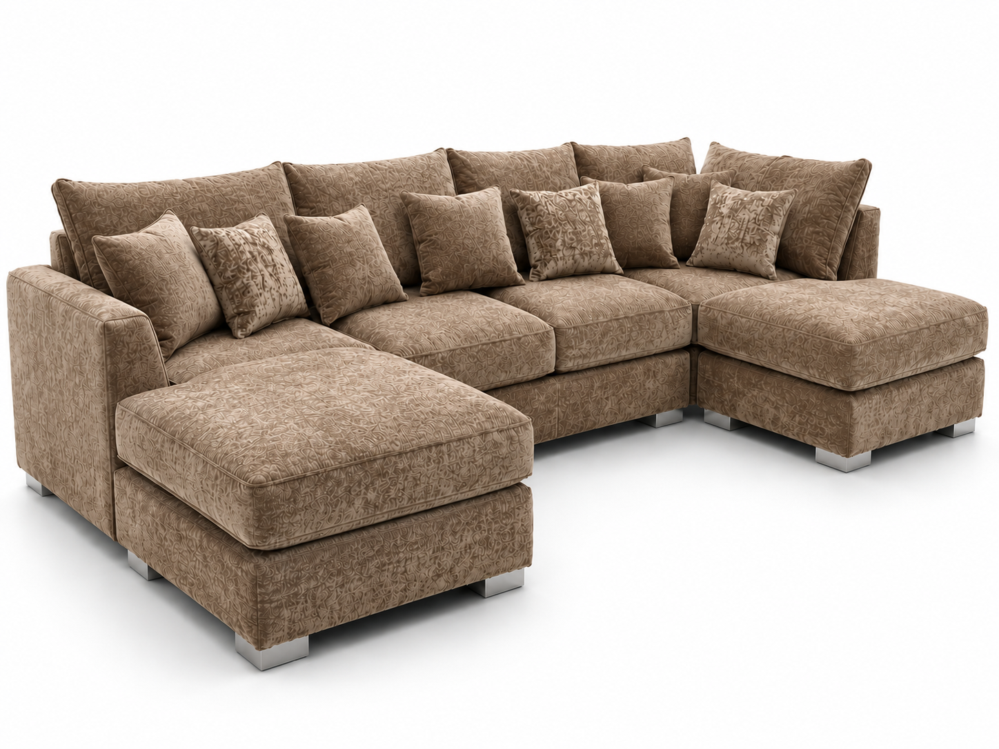 Bishop Large U Shape 5 Seater Chenille Mink Sofa