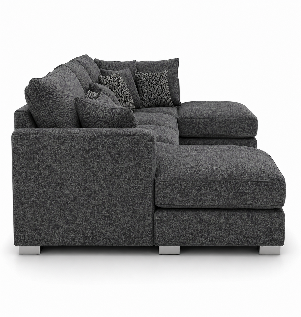 Bishop Large U Shape 5 Seater Kensington Fabric Dark Grey Sofa 2