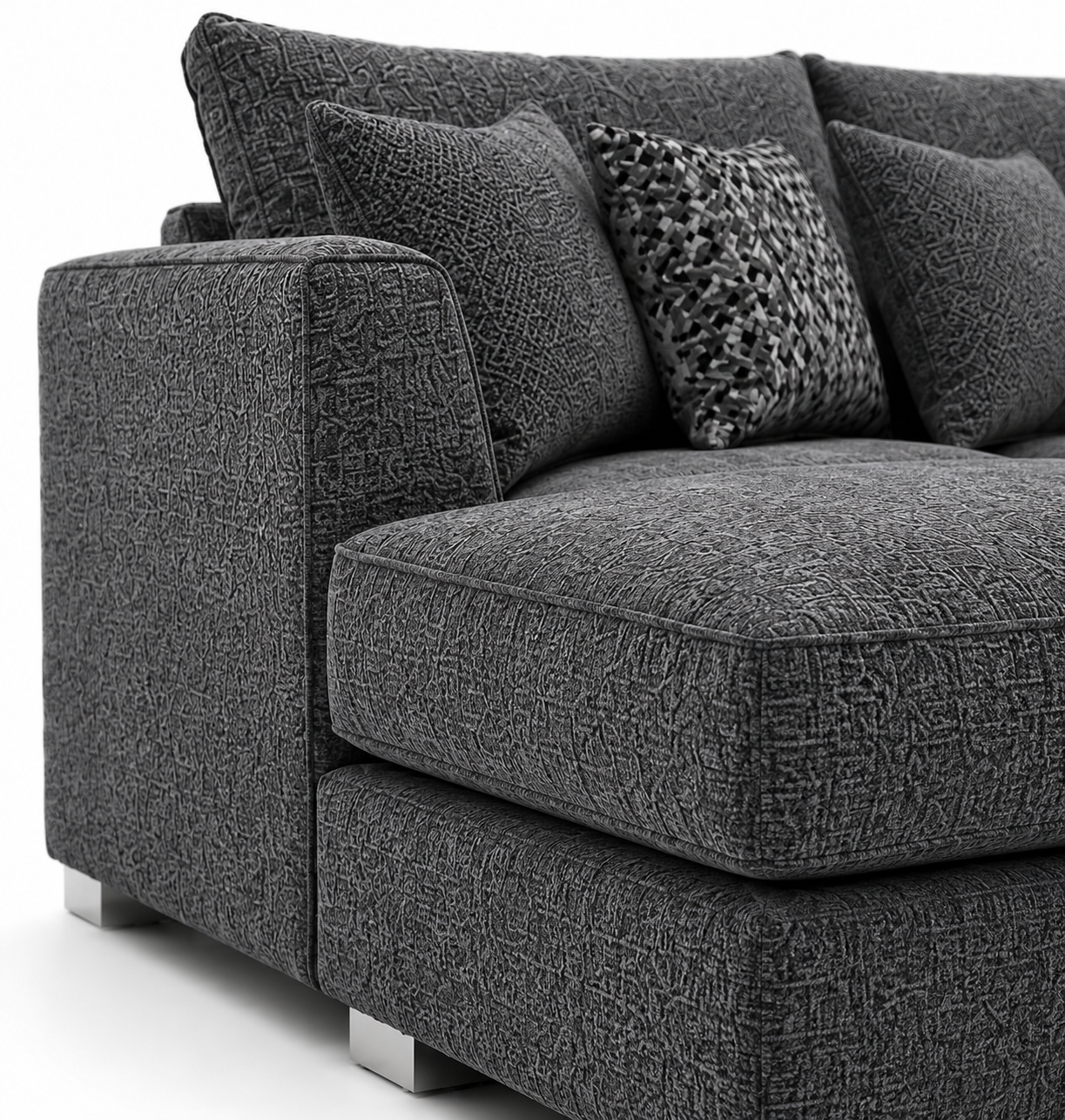 Bishop Large U Shape 5 Seater Kensington Fabric Dark Grey Sofa 3