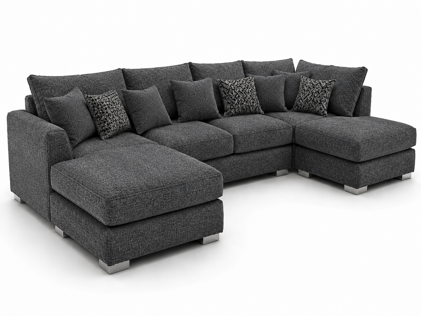 Bishop Large U Shape 5 Seater Kensington Fabric Dark Grey Sofa